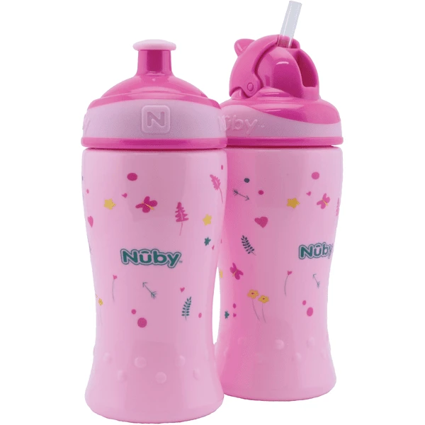 Nuby Nûby Drinkfles Met Rietje En Drinkfles Met Pop-Up Sluiting 360ml Combipack Vanaf 18 Maanden, Roze 1 Nuby Nûby Drinkfles Met Rietje En Drinkfles Met Pop-Up Sluiting 360ml Combipack Vanaf 18 Maanden, Roze