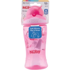 Nuby Nûby Drinkrietfles Soft Flip-It 360ml Vanaf 12 Maanden, Roze -Kleintje Luxe nuby drinkrietfles soft flip it 360ml vanaf 12 maanden roze a349801 2