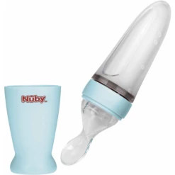 Nuby Nûby Speciale PP Voedingslepel Met Silicone Voederbakje 90 Ml In Blauw -Kleintje Luxe nuby speciale pp voedingslepel met silicone voederbakje 90 ml in blauw a309290 3