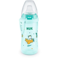 NUK Babyfles Active Beker, Blauw, Motief Beer/vliegtuig 300ml