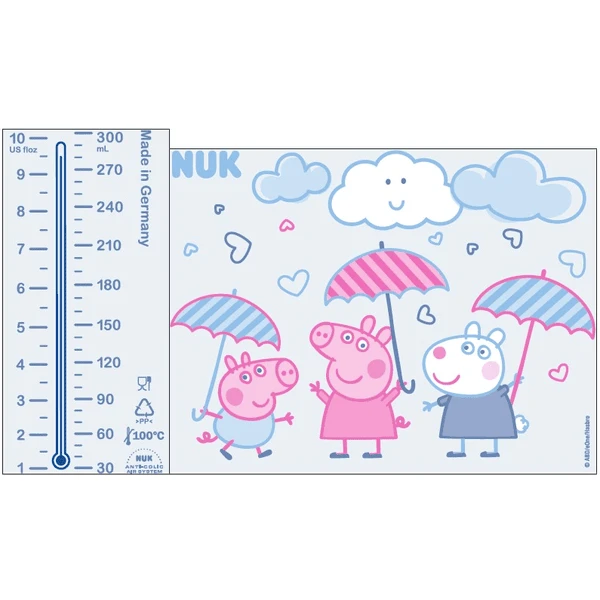 NUK Babyfles First Choice + Peppa Pig Met Temperatuur Control , 6-18 Maanden, 300 Ml, In Roze 3 NUK Babyfles First Choice + Peppa Pig Met Temperatuur Control , 6-18 Maanden, 300 Ml, In Roze - Afbeelding 3