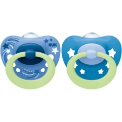 NUK Fopspeen Sig Nature Night , Jongen Gr.2, 4 Stuks -Kleintje Luxe nuk fopspeen sig nature night jongen gr 2 4 stuks a306805 2