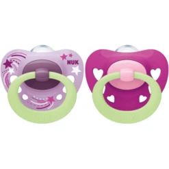 NUK Fopspeen Sig Nature Night , Meisjesmaat 2, 4 Stuks -Kleintje Luxe nuk fopspeen sig nature night meisjesmaat 2 4 stuks a306806 2