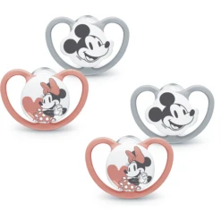 NUK Fopspeen Space Disney "Mickey" 0-6 Maanden 4 St. In Grijs/rood