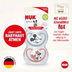 NUK Fopspeen Space Disney "Mickey" 18-36 Maanden, 4 St. In Grijs/rood -Kleintje Luxe nuk fopspeen space disney mickey 18 36 maanden 4 st in grijs rood a329571 2