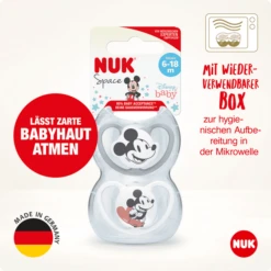 NUK Fopspeen Space Disney "Mickey" 6-18 Maanden, 4 St. In Grijs/wit -Kleintje Luxe nuk fopspeen space disney mickey 6 18 maanden 4 st in grijs wit a329563 2