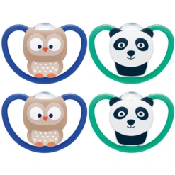 NUK Fopspeen Space Maat 2 Siliconen Uil/panda 4 Stuks