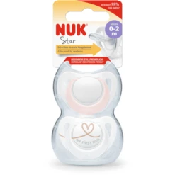 NUK Fopspeen Ster, Maat 0 In Roze/wit -Kleintje Luxe nuk fopspeen ster maat 0 in roze wit a349857 2