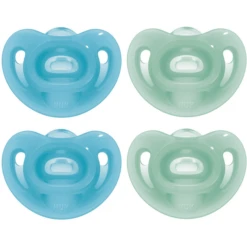 NUK Fopspeenvol Sensitive Silicone Maat 2 Groen/blauw 4 Stuks Uit De 6e Maand