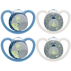 NUK Fopspenen Space Night Maat 3 Siliconen Vos/ Vuurvlieg, 4 Stuks