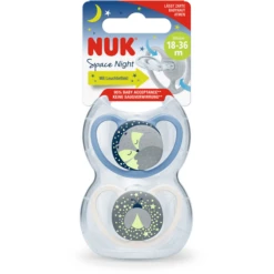 NUK Fopspenen Space Night Maat 3 Siliconen Vos/ Vuurvlieg, 4 Stuks -Kleintje Luxe nuk fopspenen space night maat 3 siliconen vos vuurvlieg 4 stuks a305701 3