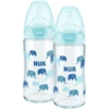 NUK Glazen Fles First Choice ⁺ Vanaf De Geboorte 240 Ml, Temperatuur Control In Een Dubbele Verpakking Blauw
