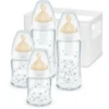 NUK Glazen Flessen Starterset First Choice ⁺, Latex Speen Vanaf Geboorte, Temperatuur Control Sterren