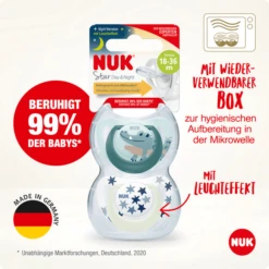 NUK Soother Star Day & Night , Maat 3 In Groen/blauw -Kleintje Luxe nuk soother star day amp night maat 3 in groen blauw a349880 4
