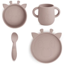 Nuuroo Lykke Giraffe 4-delige Serviesset, Houtrose -Kleintje Luxe nuuroo lykke giraffe 4 delige serviesset houtrose a364155 2