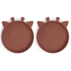 Nuuroo Siliconenbord Akila Giraffe 2 Stuks, Mahonie