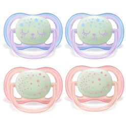 Philips Avent Fopspeen Ultra Air SCF376/12 Night 0 - 6 M Meisje In Een Verpakking Van Vier