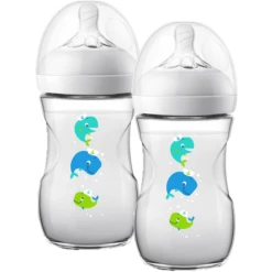 Philips Avent Natural Fles SCF070/23, 260ml, 2 Stuks, Walvis