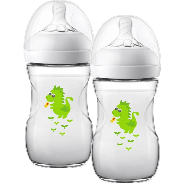 Philips Avent Natural Fles SCF070/24, 260ml, 2 Stuks, Dragon 1 Philips Avent Natural Fles SCF070/24, 260ml, 2 Stuks, Dragon