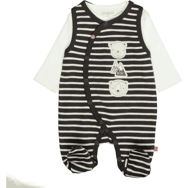 STACCATO Romper+shirt Zacht Antraciet Gestreept 1 STACCATO Romper+shirt Zacht Antraciet Gestreept