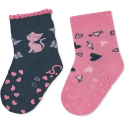 Sterntaler ABS Kruipsokken Dubbelpak Kat/hart Marine -Kleintje Luxe sterntaler abs kruipsokken dubbelpak kat hart marine a409139 3