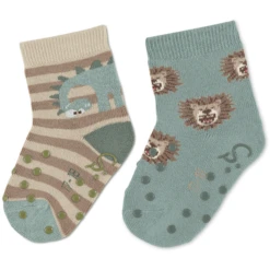 Sterntaler ABS Peutersokken Twin Pack Dino/Leeuw Beige -Kleintje Luxe sterntaler abs peutersokken twin pack dino leeuw beige a409029 4