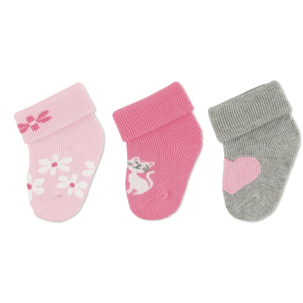 Sterntaler First Baby Socks 3-Pack Bloemen Roze 4 Sterntaler First Baby Socks 3-Pack Bloemen Roze - Afbeelding 4