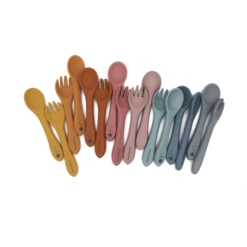 The Cotton Cloud Siliconen Bestekset Voor Kinderen Smokey Blue -Kleintje Luxe the cotton cloud siliconen bestekset voor kinderen smokey blue a320337 3