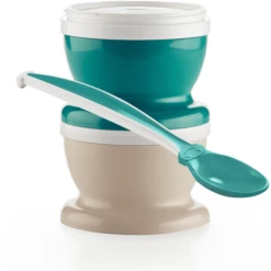 THERMOBABY® Thermobaby ® Baby Voeding Container Dubbel Pack + 1 X Lepel, Diep Pauw